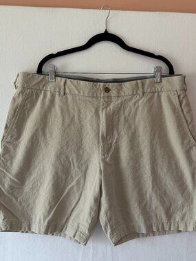 Walter Hagen Linen Golf Shorts Size 40 Khaki Grip Waist 7.5” Inseam